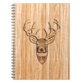 Carnet Queue blanche Buck Tête de cerf Bois Grain (Devant)