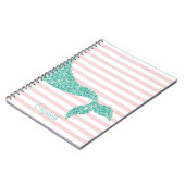 Carnet Queue de sirène mignonne, rayures - Personnalisé (Côté gauche)