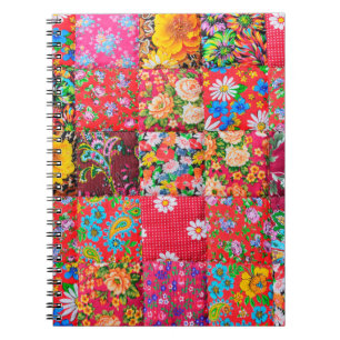 Carnet Quillette patchwork artisanale avec motif floral e