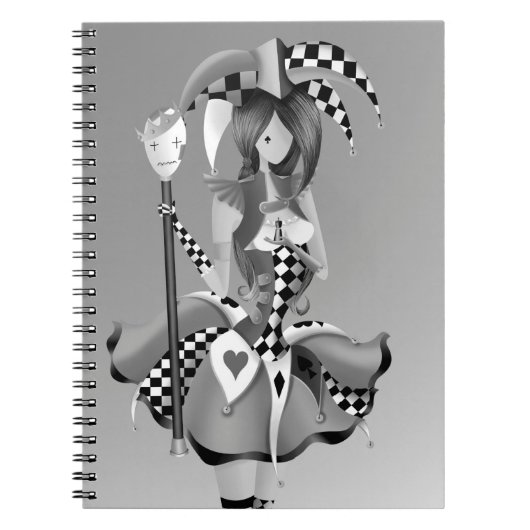 Carnet Quirky Jester et marionnettes King Grey Monochrome (Devant)