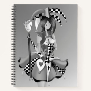 Carnet Quirky Jester et Puppet King gris monochrome
