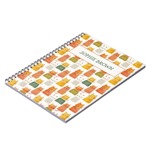 Carnet Quirky Motif de chat avec nom mignon (Côté gauche)