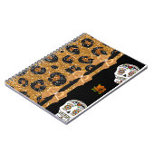 Carnet RAB Rockabilly Or Imprimé Léopard Crânes de Sucre (Côté gauche)
