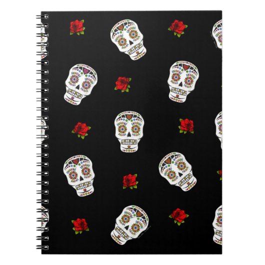 Carnet RAB Rockabilly Sugar Skulls Roses On Black (Devant)