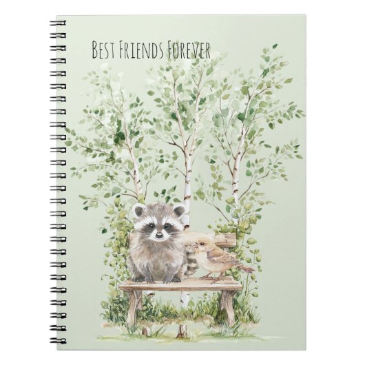 Carnet Raccoon Bird Bench Best Friends Forever Birch Tree (Devant)