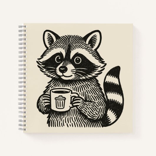 Carnet Raccoon Holding a Coffee Cup Funny Trash Panda (Devant)