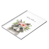 Carnet Raccoon mignon avec couronne florale aquarelle (Côté gauche)
