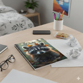 Carnet Raccoon mignon dans les feuilles d'automne Personn