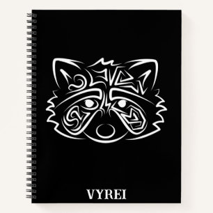 Carnet Raccoon tribal noir et blanc