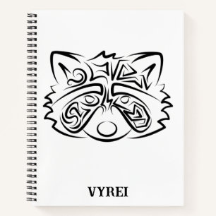 Carnet Raccoon tribal noir et blanc