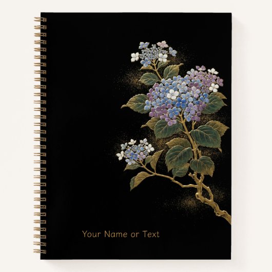 Carnet Radiant Ajisai : L'hydrangea de style Maki-e et or (Devant)