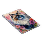 Carnet Ragdoll Chat Portrait Floral (Côté Droit)