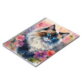Carnet Ragdoll Chat Portrait Floral (Côté gauche)