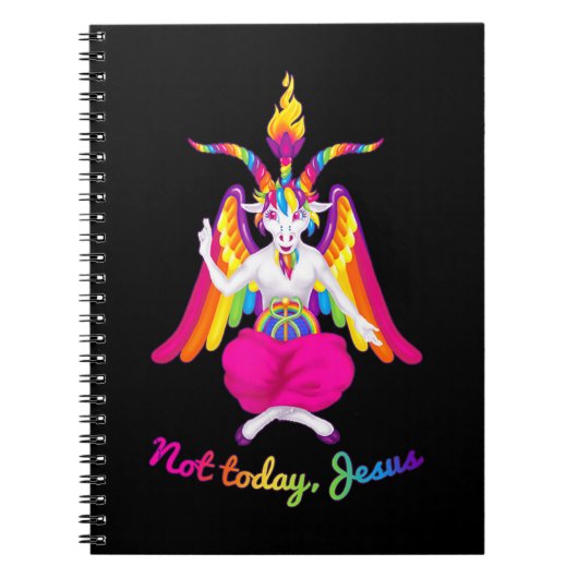 Carnet Rainbow Baphomet Pas aujourd'hui Jésus Kawaii Hail (Devant)