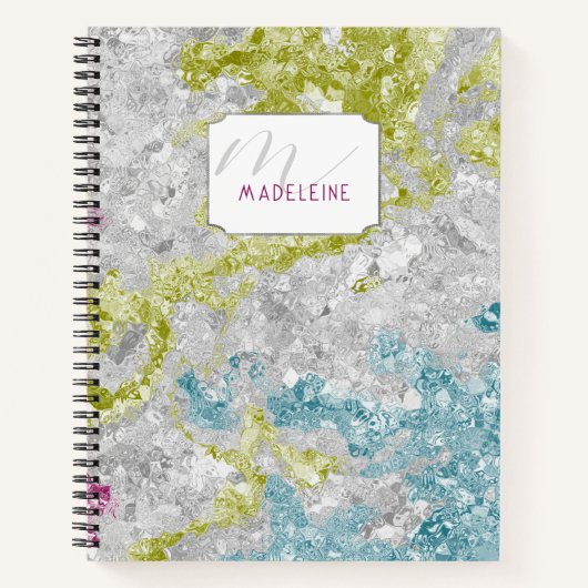 Carnet Rainbow Brossé Foil Chic Monogrammed Girl School (Devant)