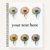 Carnet Rainbow Dandelion, personnalisé (Devant)