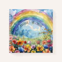 Rainbow Flower Garden Nom personnalisé Sketbook