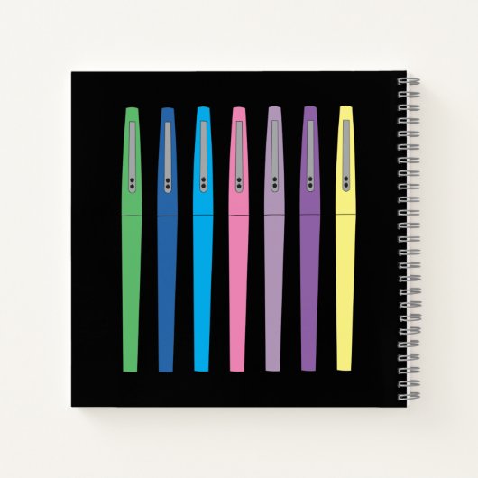 Carnet Rainbow Ink Stylos Kid Black Sketbook avec nom (Dos)