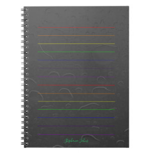 Carnet Rainbow Lines Nom personnalisé Grey Water Drop Ar
