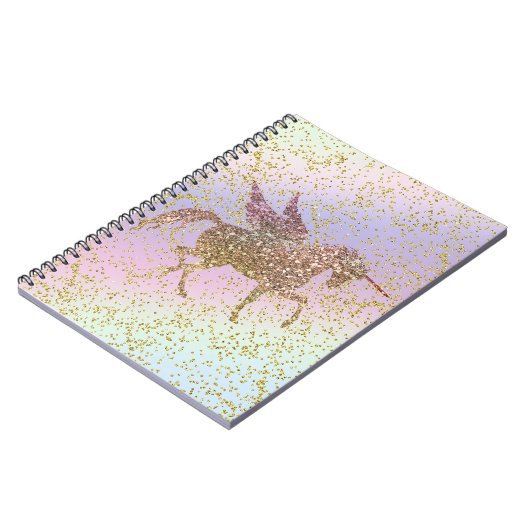 Carnet Rainbow Pastel Gold Parties scintillant Unicorn Fi (Côté gauche)
