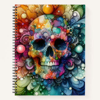 Carnet Rainbow Skull Alcohol Ink Deluxe