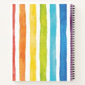 Carnet Rainbow Stripes Nom du script du monogramme (Dos)