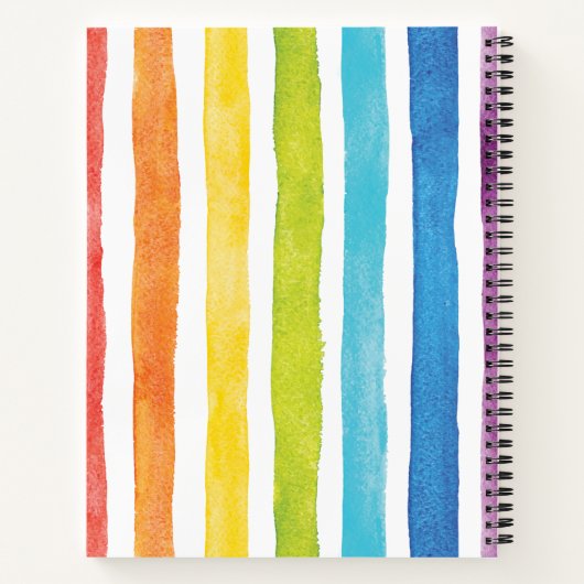 Carnet Rainbow Stripes Nom du script du monogramme (Dos)