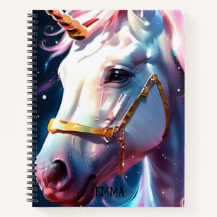 Carnet Rainbow Unicorn Head Nom personnalisé