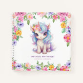 Carnet Rainbow Unicorn Nom personnalisé Cute Kids Sketch (Devant)