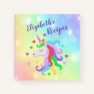 Carnet Rainbow Unicorn Pony Hearts Étincelles Girly Recet