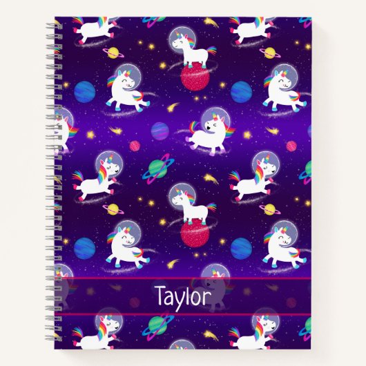 Carnet Rainbow Unicorns In Space Purple Ombre (Devant)