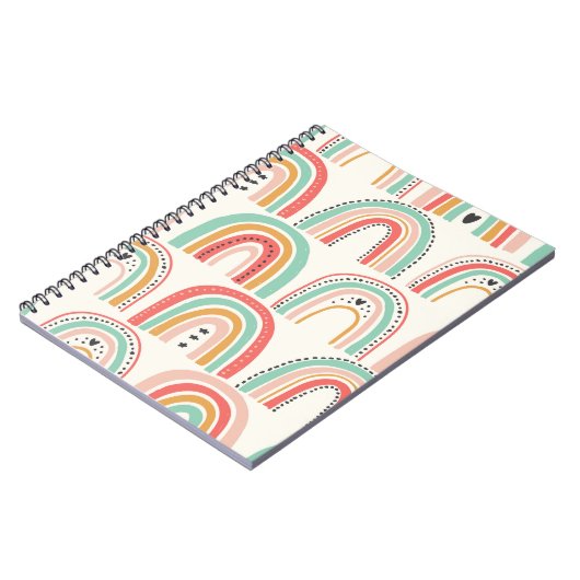 Carnet Rainbows scandinave : Motif d'art naïf. (Côté gauche)