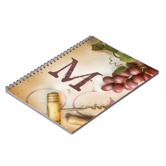 Carnet Raisins de vin rouge Cork Monogramme Note initiale (Côté gauche)