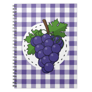 Carnet Raisins sur carreaux violets blancs