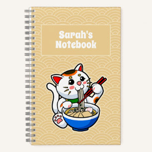 Carnet Ramen du chat chanceux personnalisé