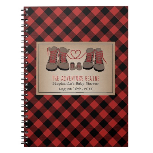 Carnet Randonnées d'aventure Bottes Plaid Baby shower liv (Devant)