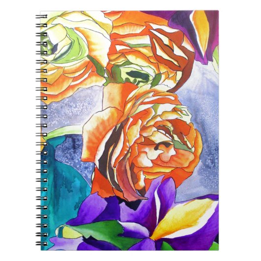Carnet Ranunculus et Iris, art à l'aquarelle (Devant)