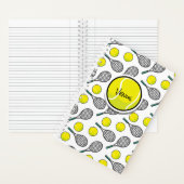 Carnet Raquette de balle de tennis Jaune Blanc Nom du spo (À l'intérieur)