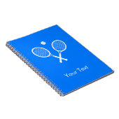 Carnet Raquettes de tennis blanc sur bleu Personnalisé (Côté Droit)