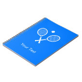 Carnet Raquettes de tennis blanc sur bleu Personnalisé (Côté gauche)