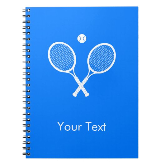 Carnet Raquettes de tennis blanc sur bleu Personnalisé (Devant)