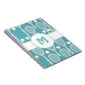 Carnet Raquettes de Tennis Bleu & Blanc Balles Nom du Jou (Côté Droit)