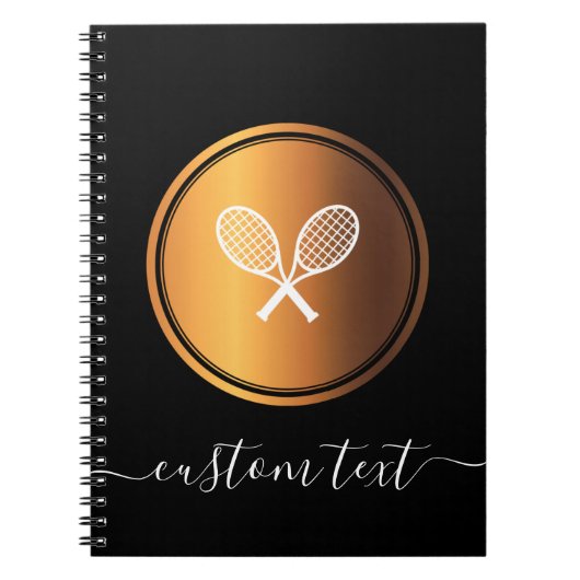 Carnet Raquettes de tennis en or noir élégant Ajouter tex (Devant)