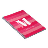 Carnet Raspberry Pink Strips Nom du monogramme personnali (Côté Droit)