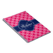 Carnet Raspberry Rose Wht Marocain Motif Marine Monogramm (Côté Droit)