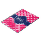 Carnet Raspberry Rose Wht Marocain Motif Marine Monogramm (Côté gauche)