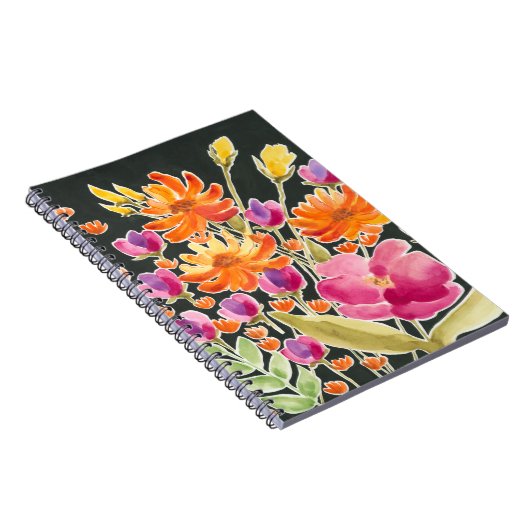 Carnet Rassemblement splendide - Fleurs roses et orange (Côté Droit)