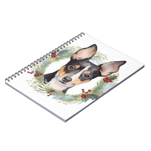 Carnet Rat Terrier Fête de Noël Wreath Pup (Côté gauche)