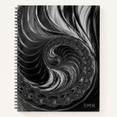 Carnet Ratio doré noir fractal Nautilus Monogramme (Devant)