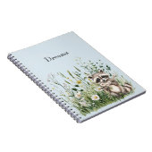 Carnet Raton laveur bleu floral (Côté Droit)